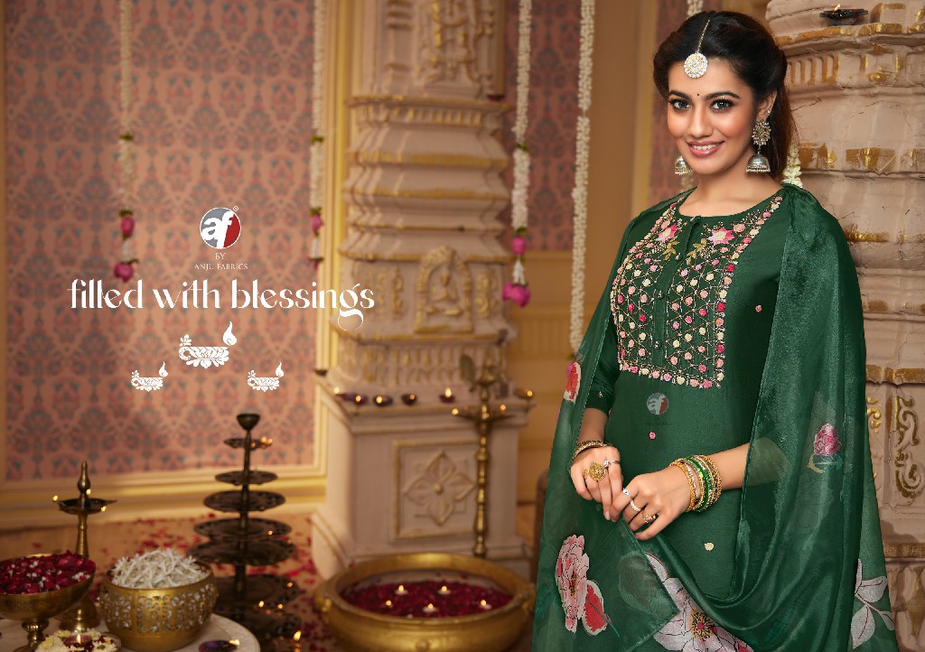 ANJU FAB SANGEET VOL 6 FULL STITCH DESIGNER BEAUTIFUL HANDWORK KURTI PANT DUPATTA
