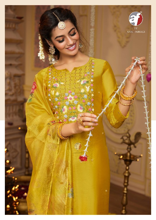 ANJU FAB SANGEET VOL 6 FULL STITCH DESIGNER BEAUTIFUL HANDWORK KURTI PANT DUPATTA