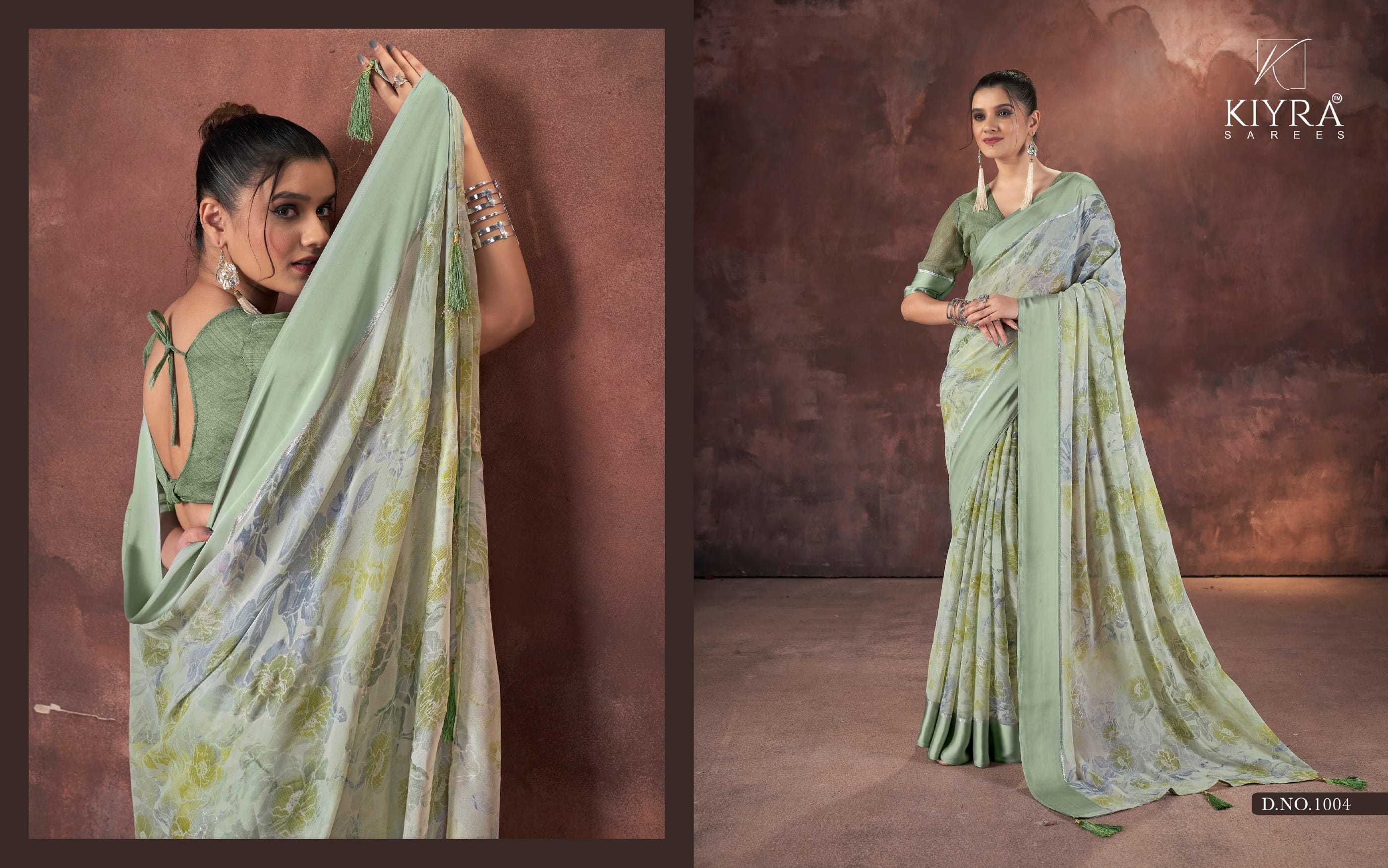 falak by kiyra saree unique dull moss trendy saree with latkan