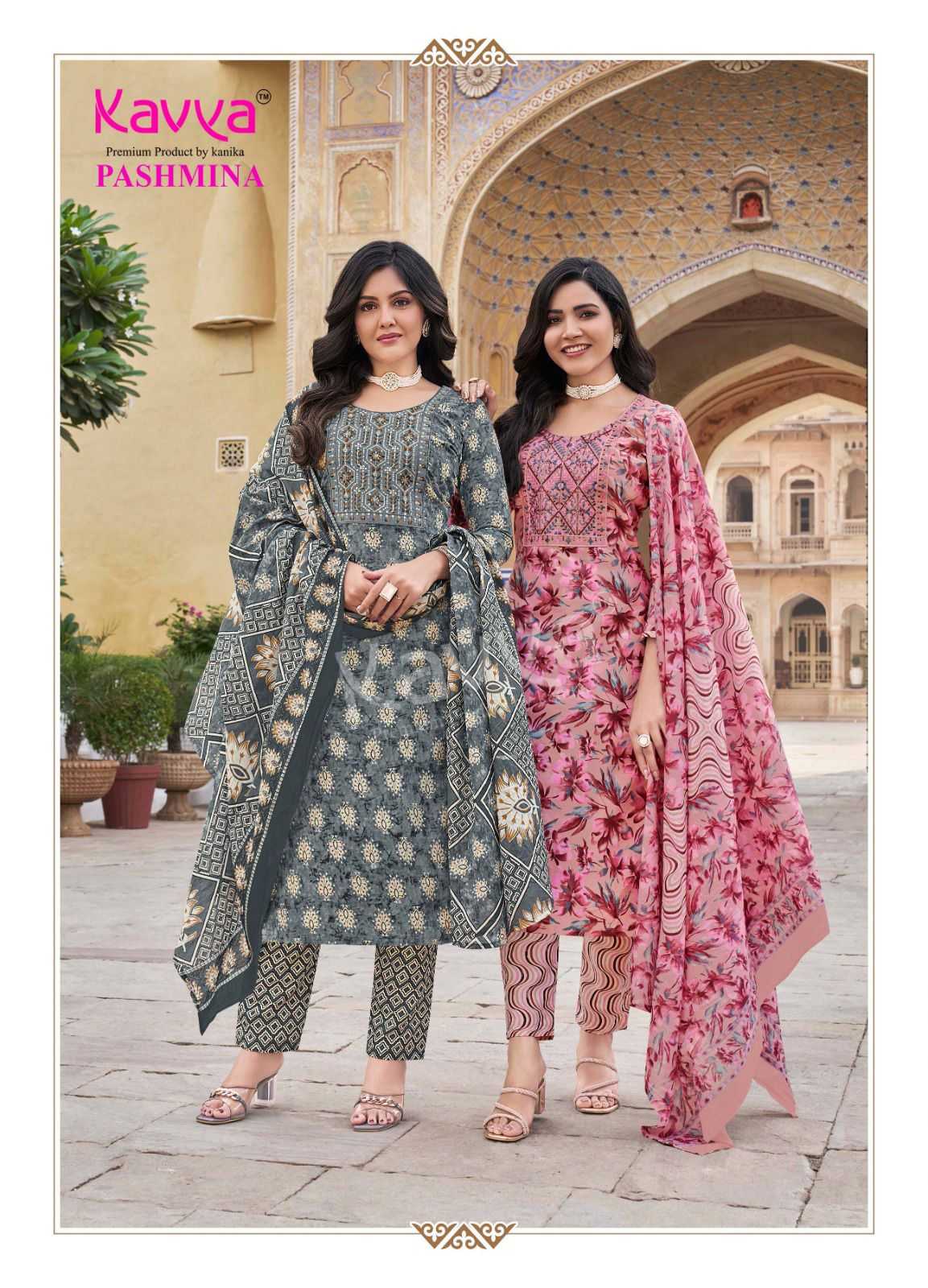 KAVYA PASHMINA VOL 11 COTTON LINING FANCY CASUAL WEAR READYMADE KURTI PANT WITH DUPATTA