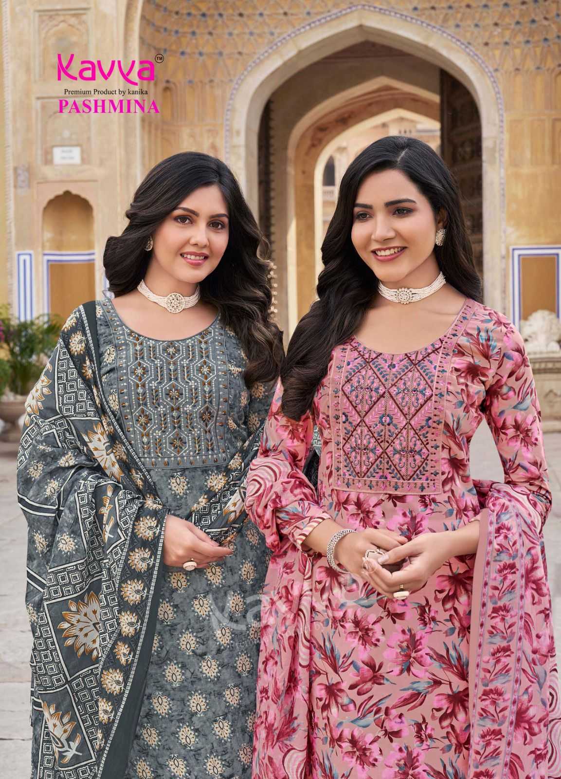 KAVYA PASHMINA VOL 11 COTTON LINING FANCY CASUAL WEAR READYMADE KURTI PANT WITH DUPATTA