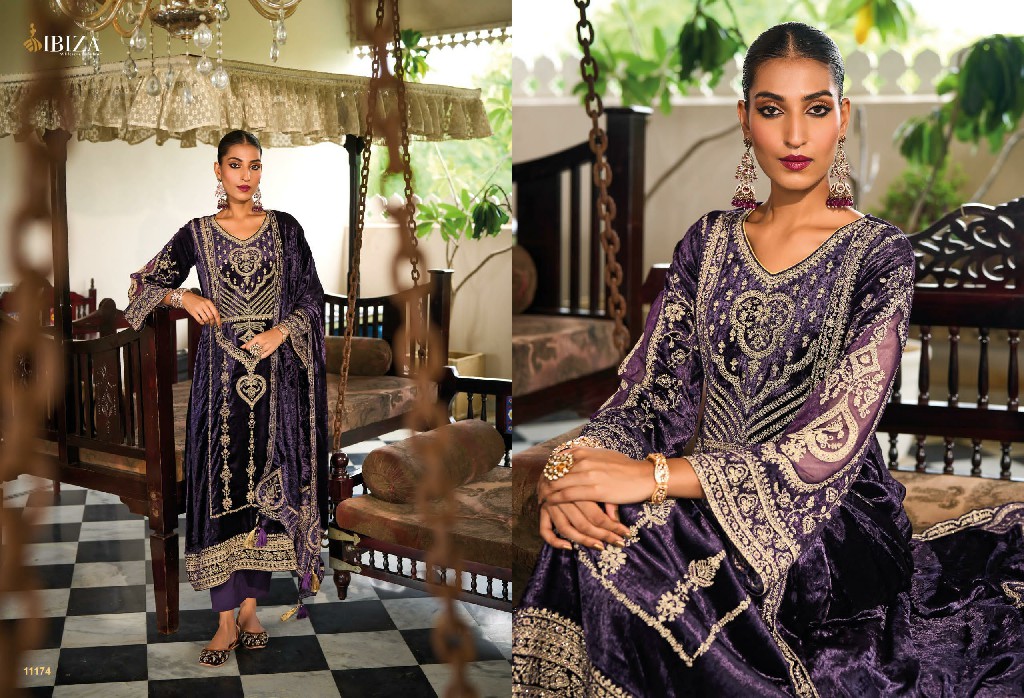 dupika by ibiza winter special embroidery viscose velvet designer suits