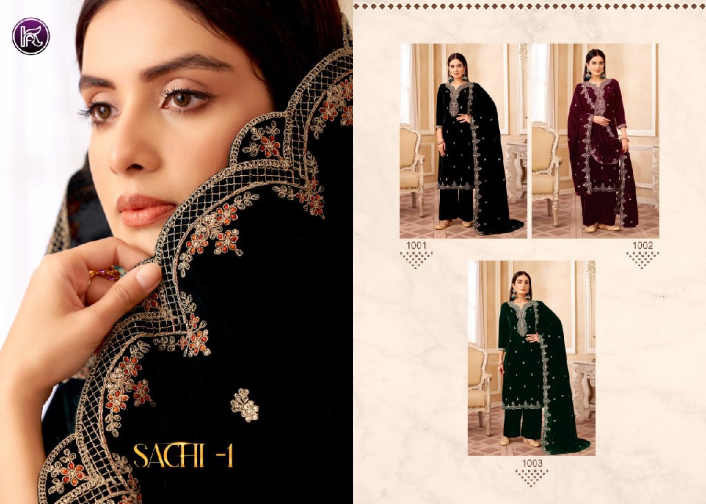 Kala Fashion Sachi Vol-1 Wholesale Velvet Fabrics Winter Suits