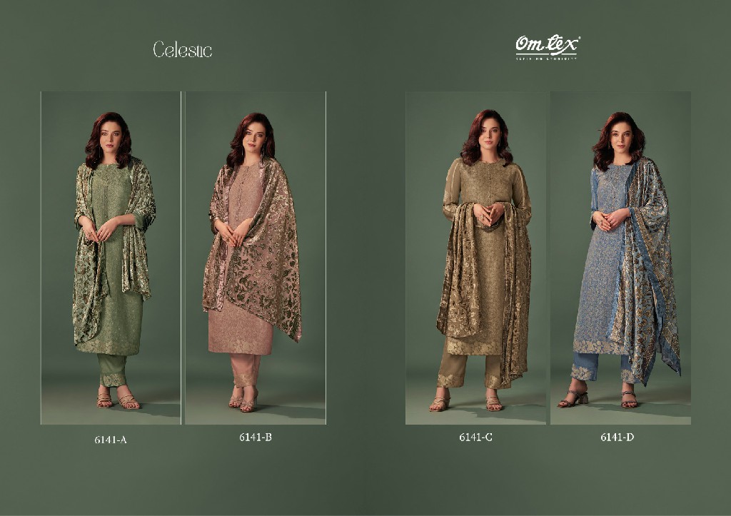 Omtex Celestic Wholesale Pure Pashmina With Hand Work Winter Suits