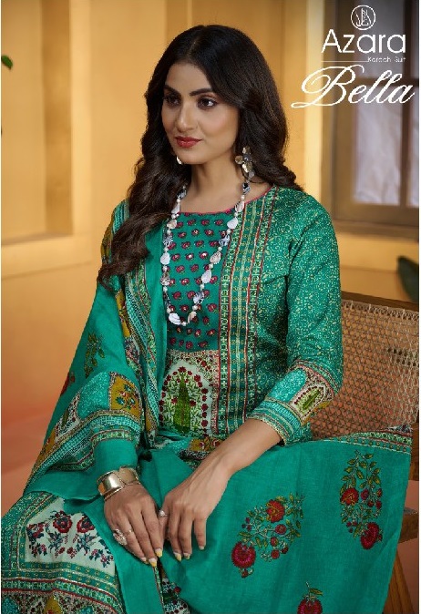 radhika azara bella heavy zam cotton designer print ladies suits