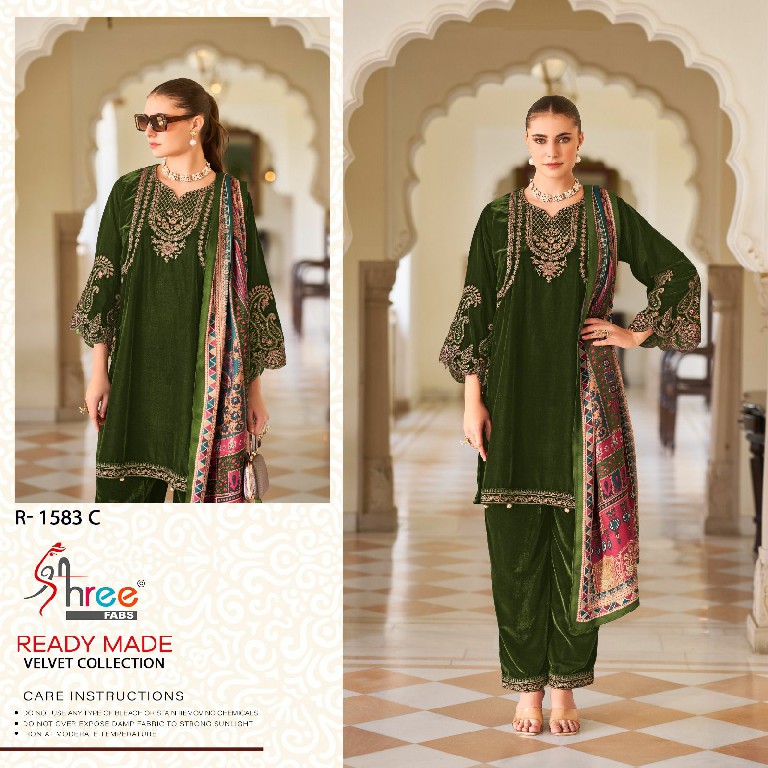 Shree Fabs R-1583 Wholesale 11000 Velvet Readymade Indian Pakistani Salwar Suits