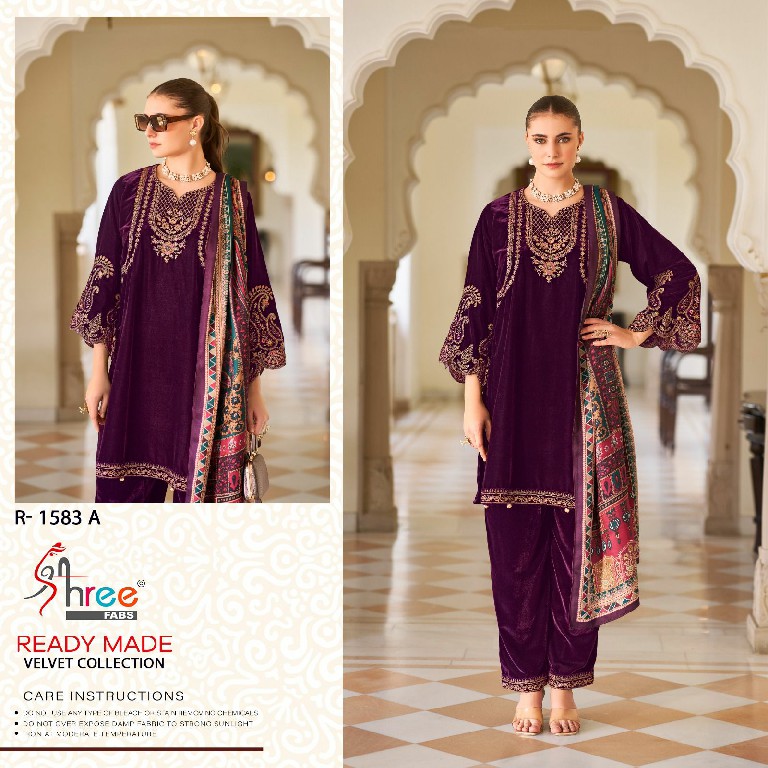 Shree Fabs R-1583 Wholesale 11000 Velvet Readymade Indian Pakistani Salwar Suits