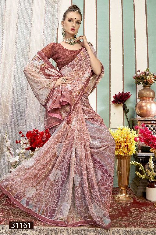 Vallabhi Megha Wholesale Floral Print Georgette Fabrics Sarees