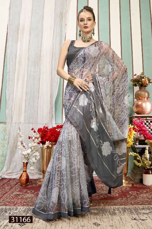 Vallabhi Megha Wholesale Floral Print Georgette Fabrics Sarees