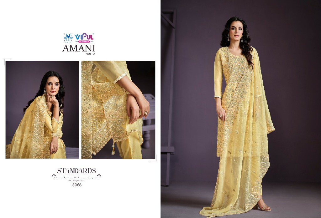 Vipul Amani Vol-2 Wholesale Twinkle Chiffon Lucknowi Work Straight Salwar Suits