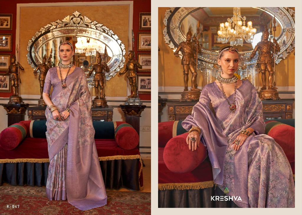 kreshva saatvik vol 4 party wear digital printed tusser silk saree