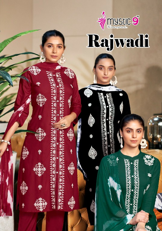 Mystic 9 Rajwadi Vol-1 Wholesale Reyon Lucknowi Style Readymade Suits