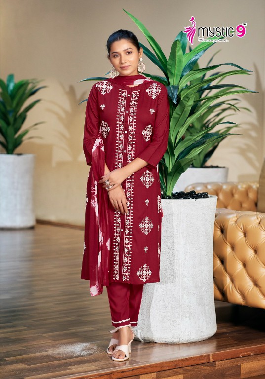 Mystic 9 Rajwadi Vol-1 Wholesale Reyon Lucknowi Style Readymade Suits