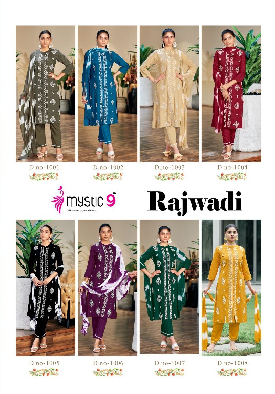 Mystic 9 Rajwadi Vol-1 Wholesale Reyon Lucknowi Style Readymade Suits