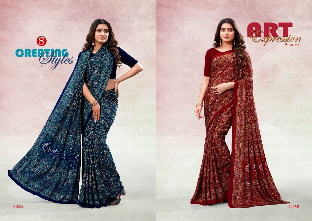 Sushma Silky Styles Wholesale Printed Crepe Sarees