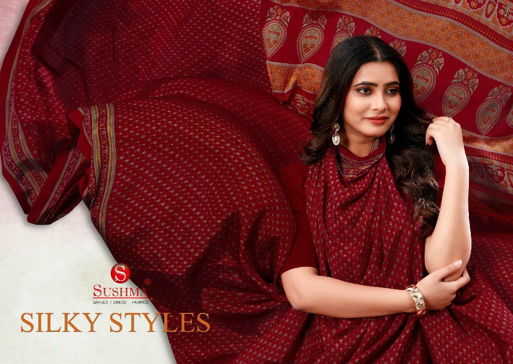 Sushma Silky Styles Wholesale Printed Crepe Sarees