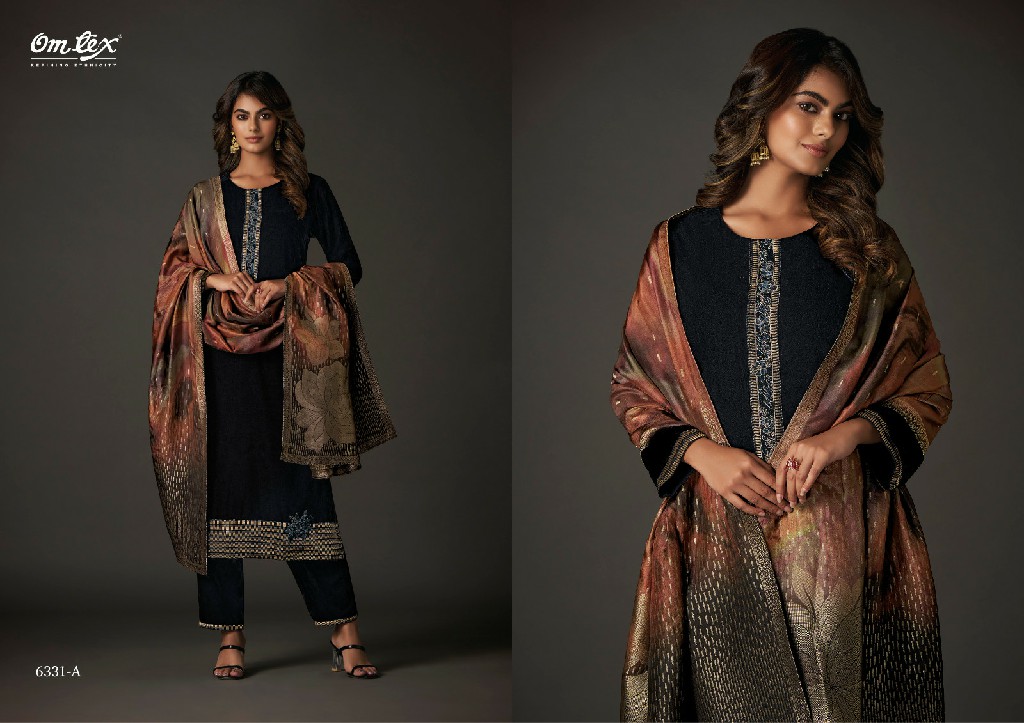 Omtex Style Sangam Wholesale Soft Velvet With Embroidery Work Winter Suits