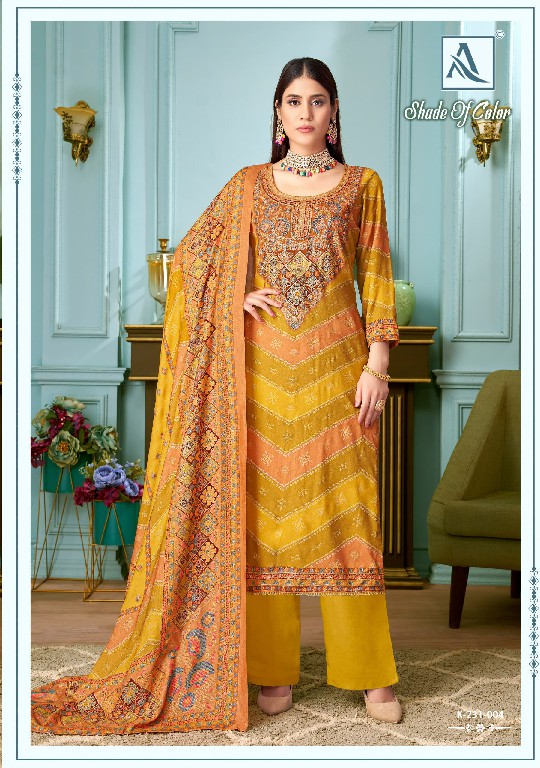 Alok Shade Of Color Wholesale Pure Viscose Pashmina With Work Winter Dress Material