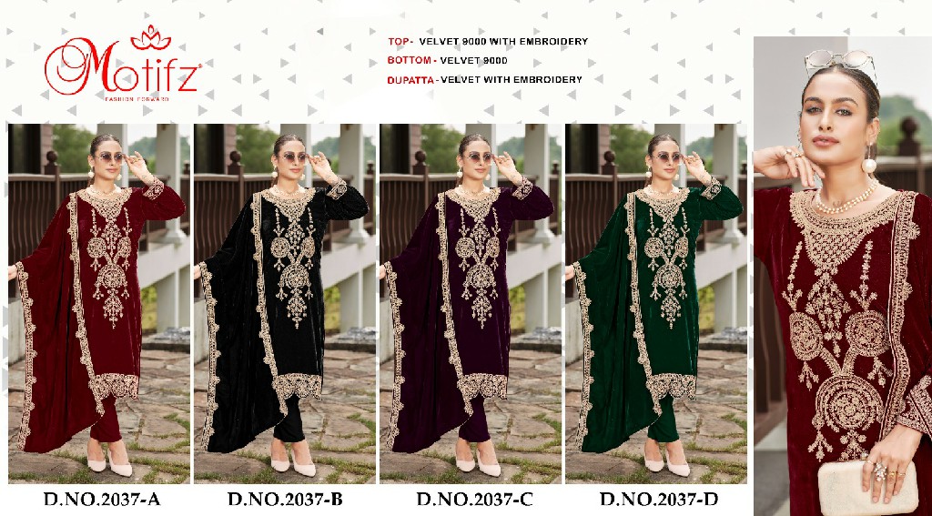 Motifz D.no 2037 Wholesale Velvet Winter Indian Pakistani Suits