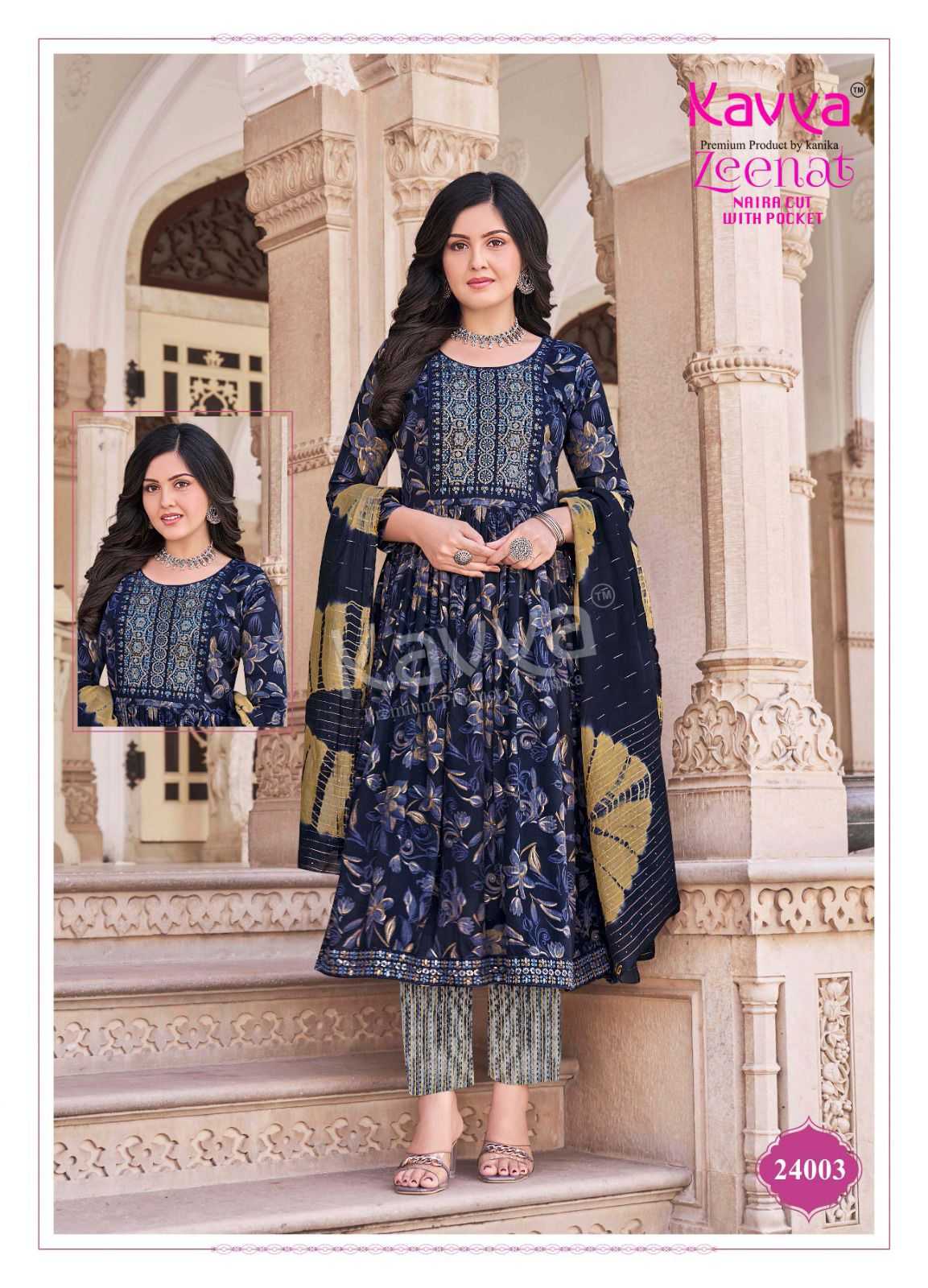zeenat vol 24 by kavya nayra cut capsule print readymade trendy suits