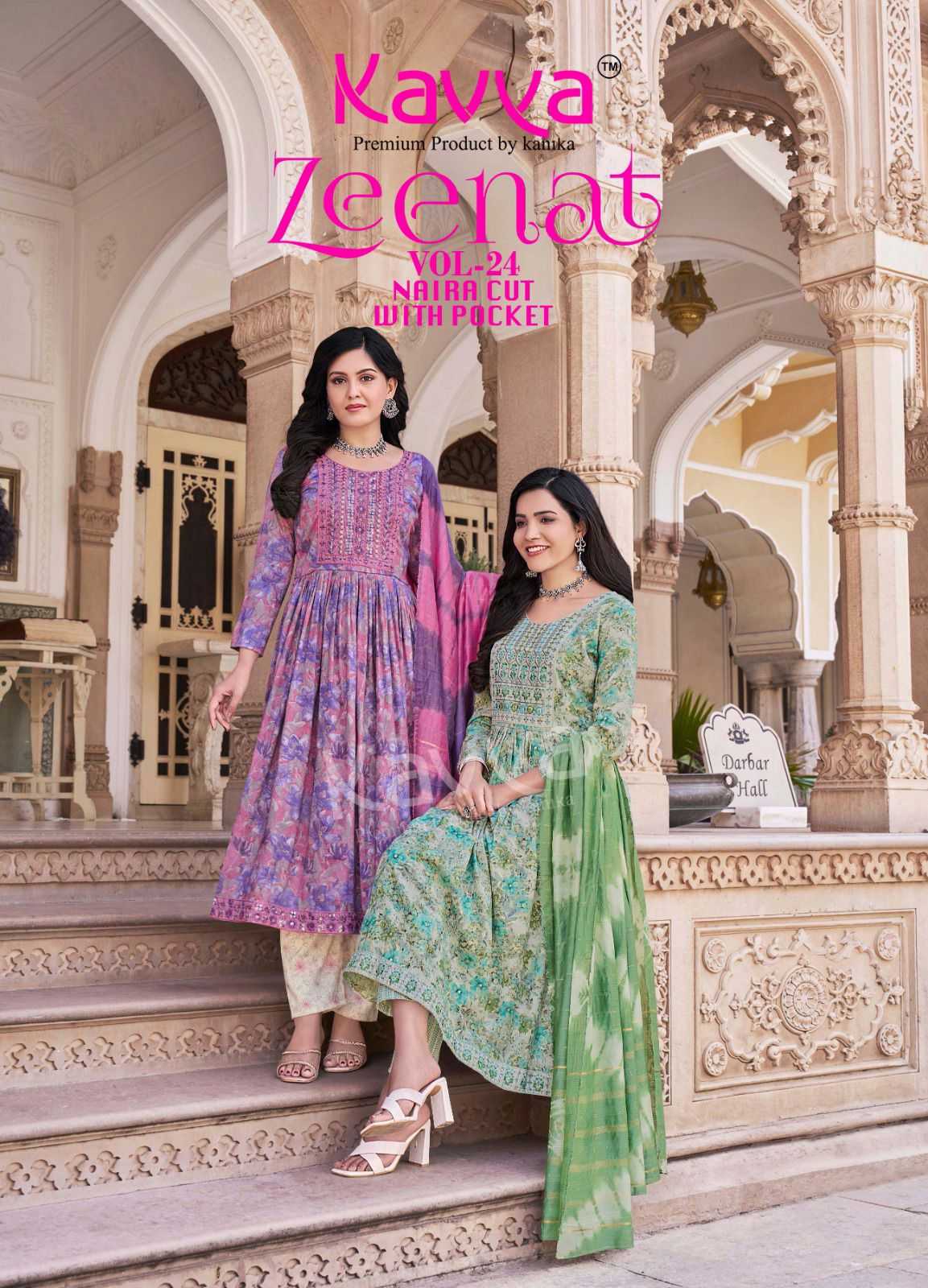 zeenat vol 24 by kavya nayra cut capsule print readymade trendy suits