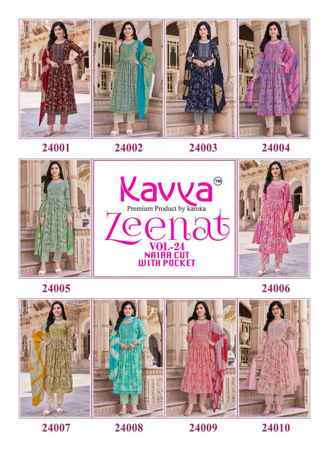 zeenat vol 24 by kavya nayra cut capsule print readymade trendy suits