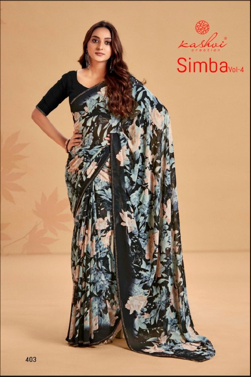 simba vol 4 by kashvi creation unique style print georgette saree