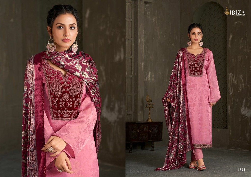 Ibiza Royal Wholesale Pure Morroco Silk With Velvet Winter Salwar Suits