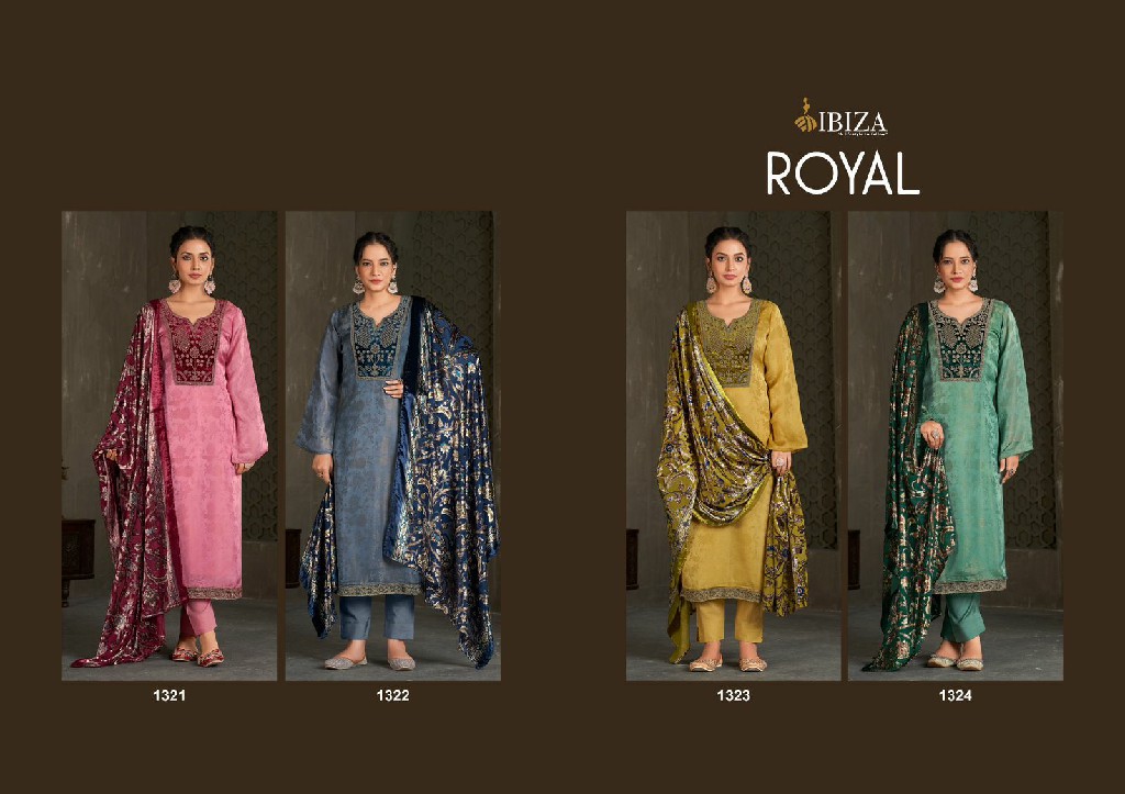 Ibiza Royal Wholesale Pure Morroco Silk With Velvet Winter Salwar Suits