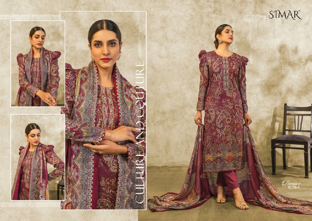 Glossy Simar Awaari Wholesale Pure Viscose Pashmina With Embroidery Work Winter Suits