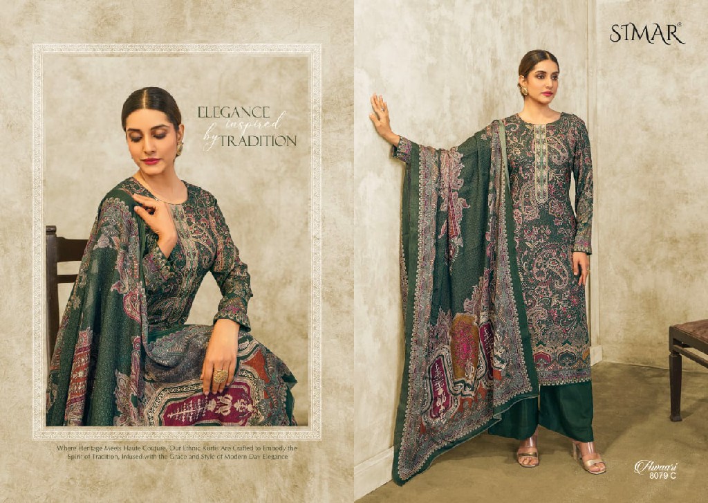 Glossy Simar Awaari Wholesale Pure Viscose Pashmina With Embroidery Work Winter Suits