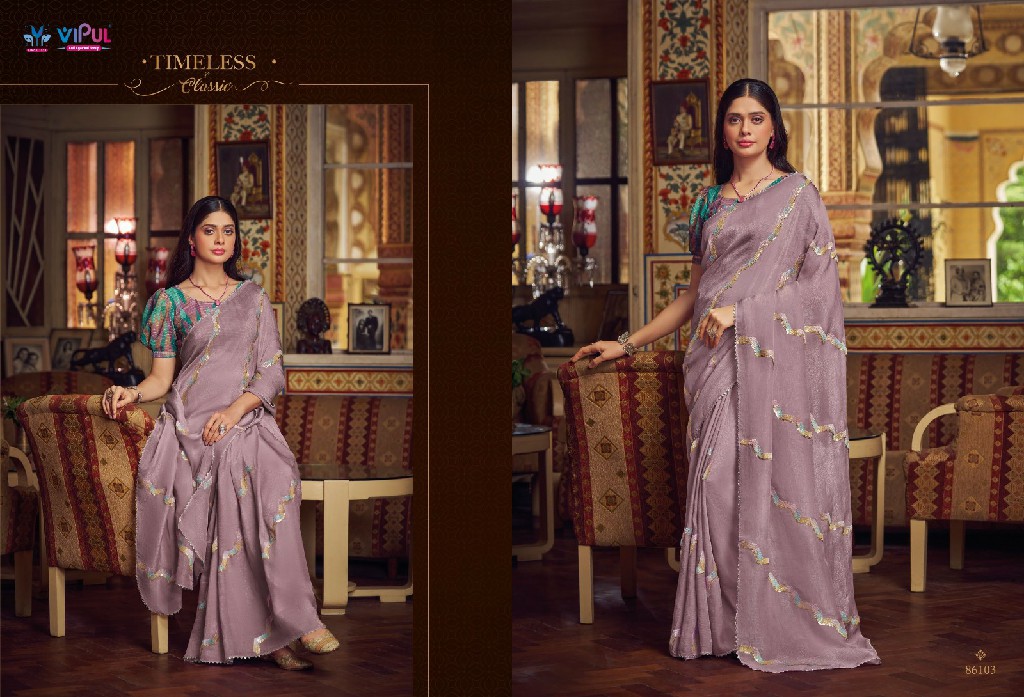 Vipul Alia Wholesale Shimmer Chiffon Party Wear Indian Sarees