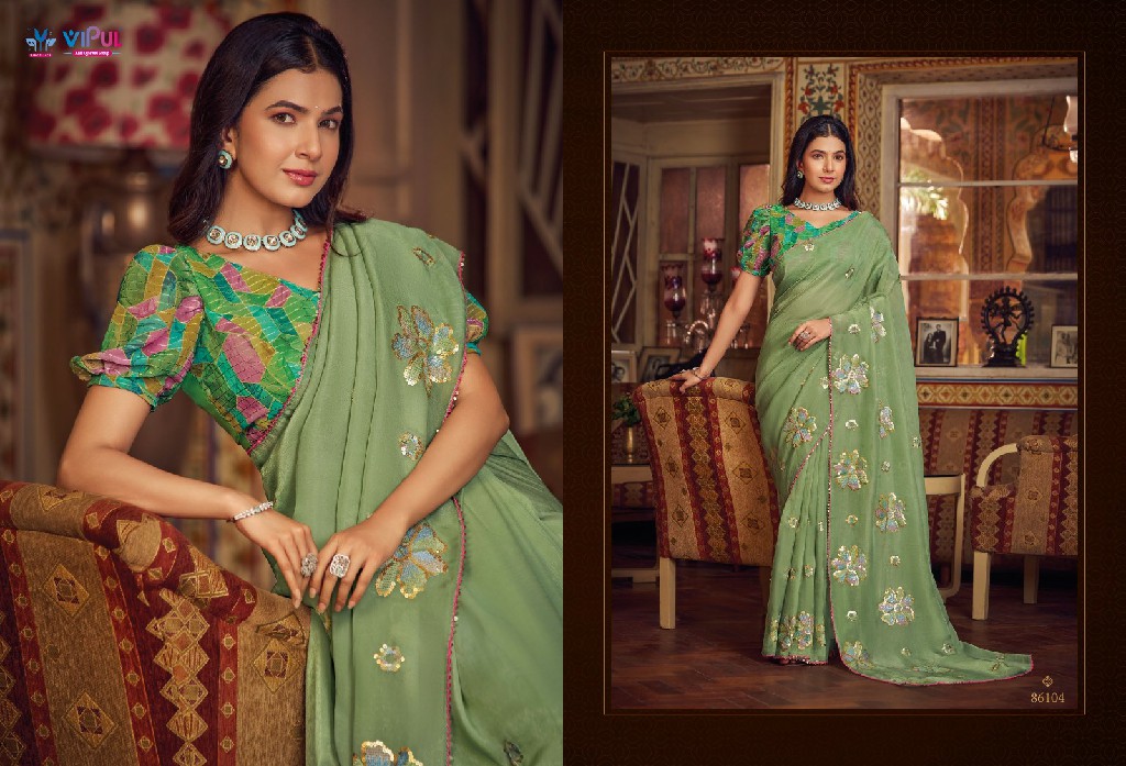 Vipul Alia Wholesale Shimmer Chiffon Party Wear Indian Sarees