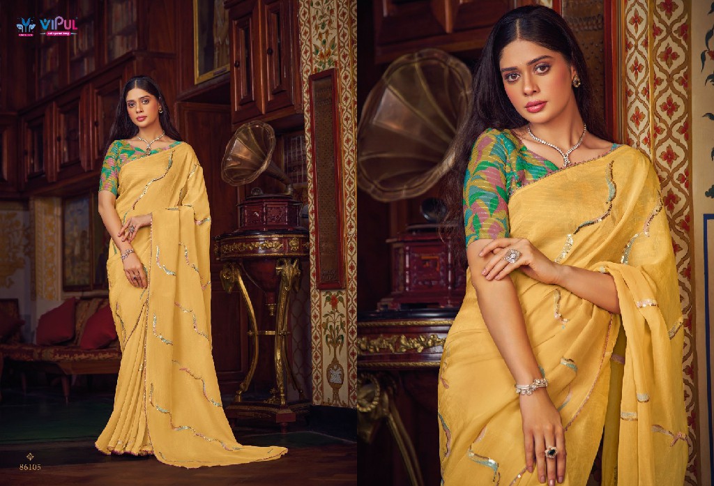 Vipul Alia Wholesale Shimmer Chiffon Party Wear Indian Sarees