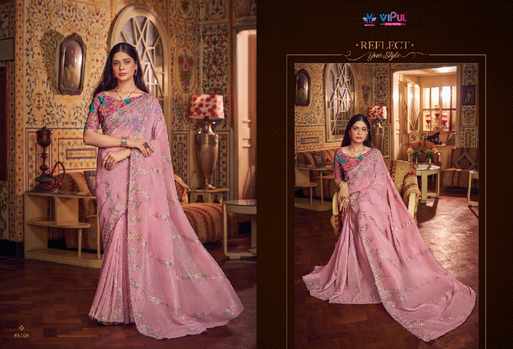 Vipul Alia Wholesale Shimmer Chiffon Party Wear Indian Sarees
