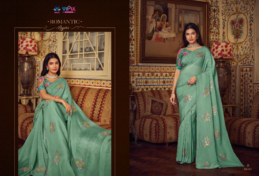 Vipul Alia Wholesale Shimmer Chiffon Party Wear Indian Sarees