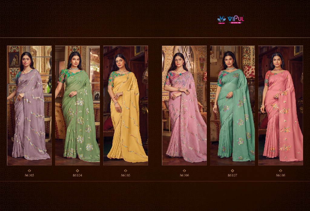 Vipul Alia Wholesale Shimmer Chiffon Party Wear Indian Sarees