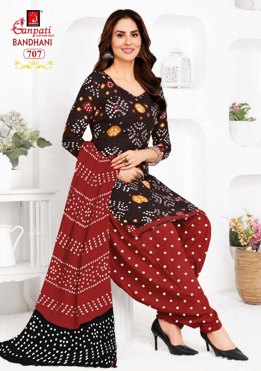 Ganpati Bandhani Vol-7 Wholesale Pure Cotton Printed Fabrics Dress Material