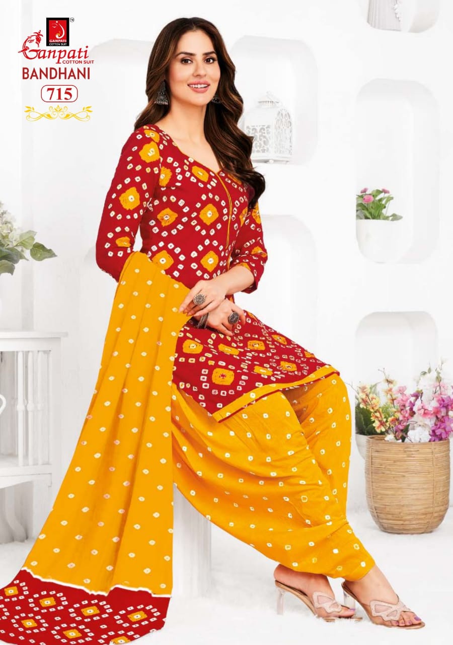 Ganpati Bandhani Vol-7 Wholesale Pure Cotton Printed Fabrics Dress Material