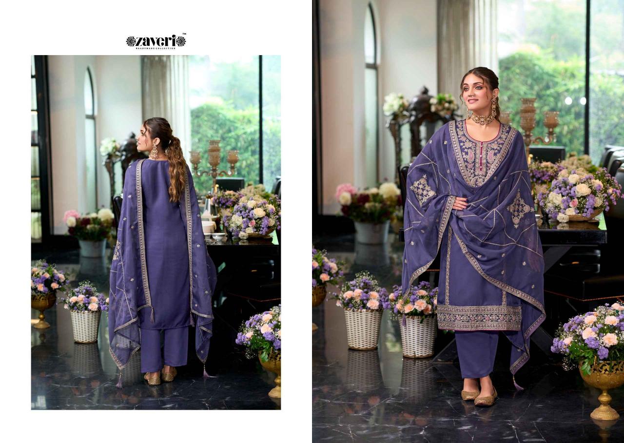 moon by zaveri embroidery work organza readymade trendy suits