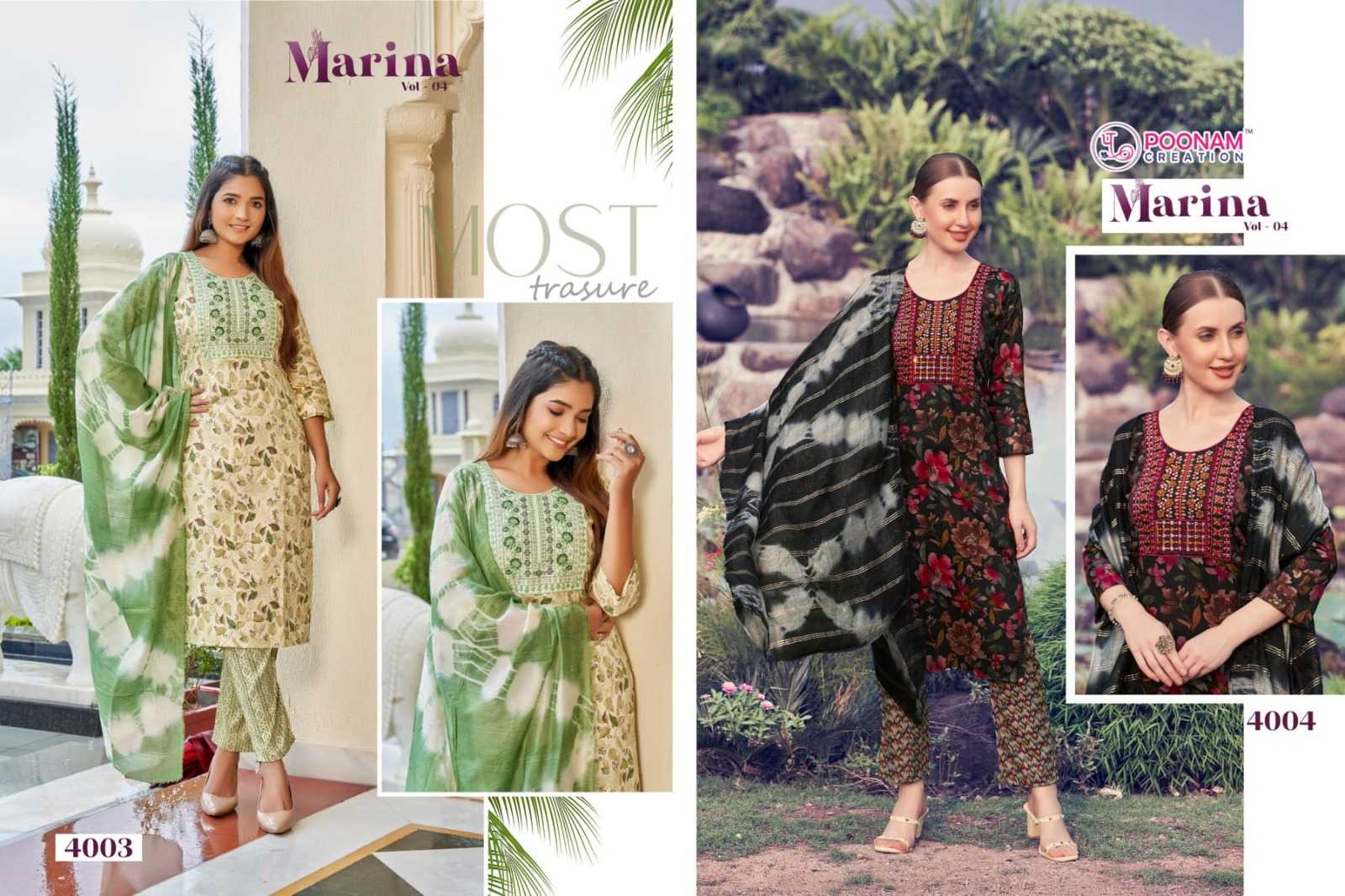 poonam creation marina vol 4 unique capsule print readymade suits