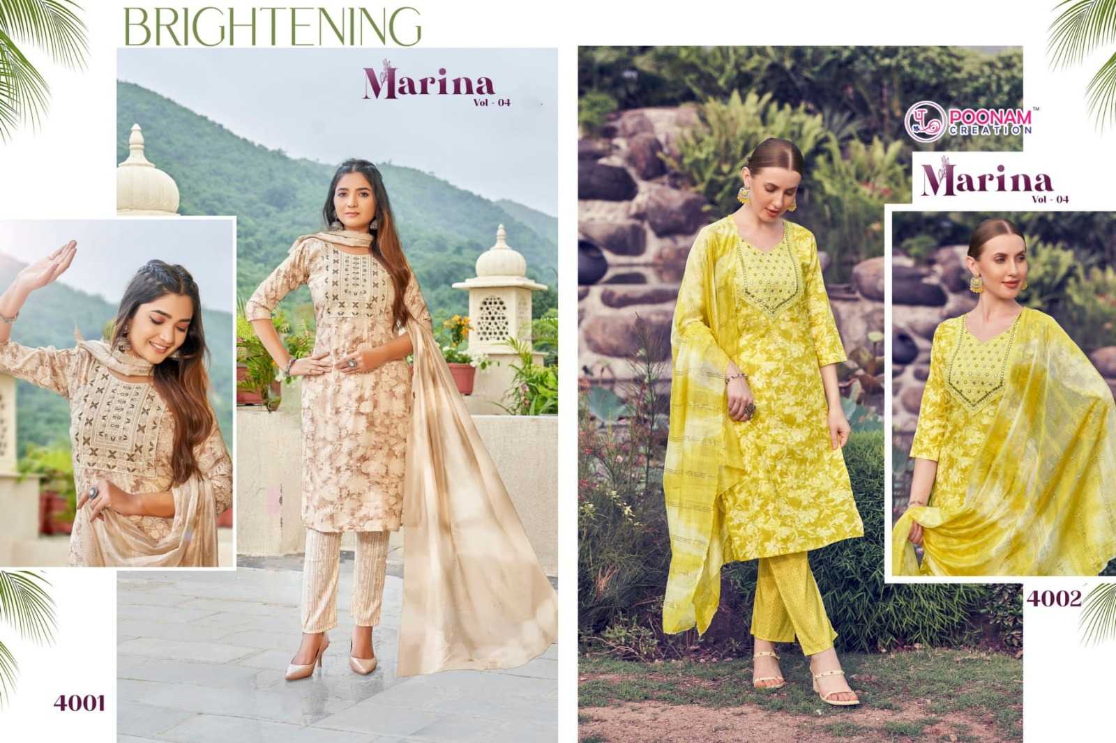 poonam creation marina vol 4 unique capsule print readymade suits