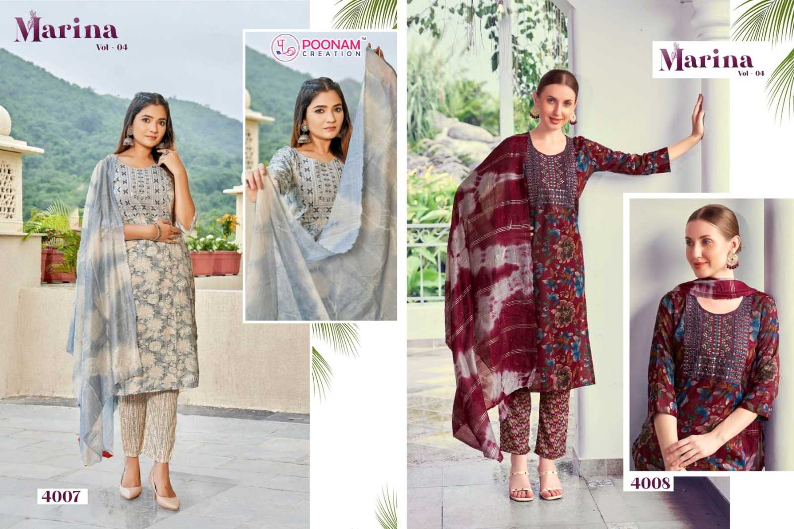 poonam creation marina vol 4 unique capsule print readymade suits