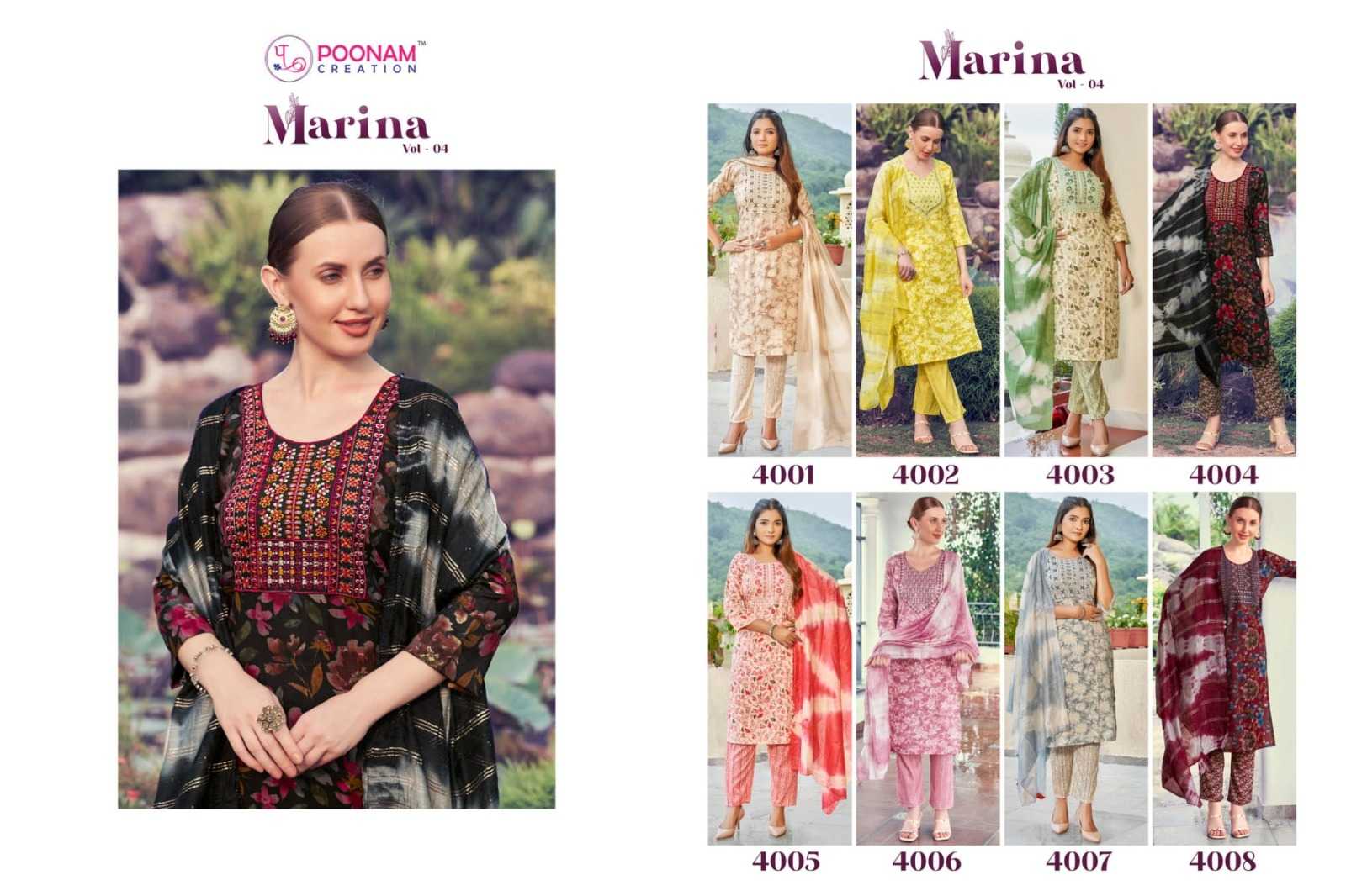 poonam creation marina vol 4 unique capsule print readymade suits