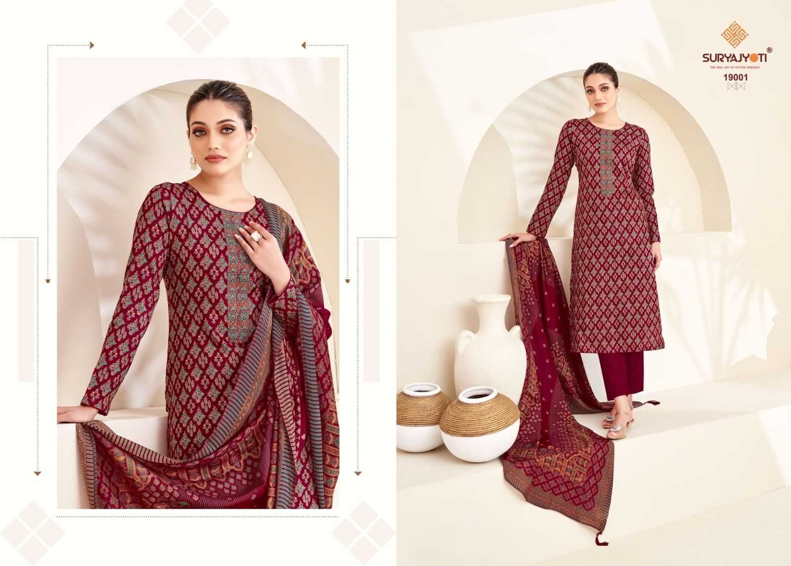 suryajyoti kalki vol 19 emboidery jam satin print ladies suits