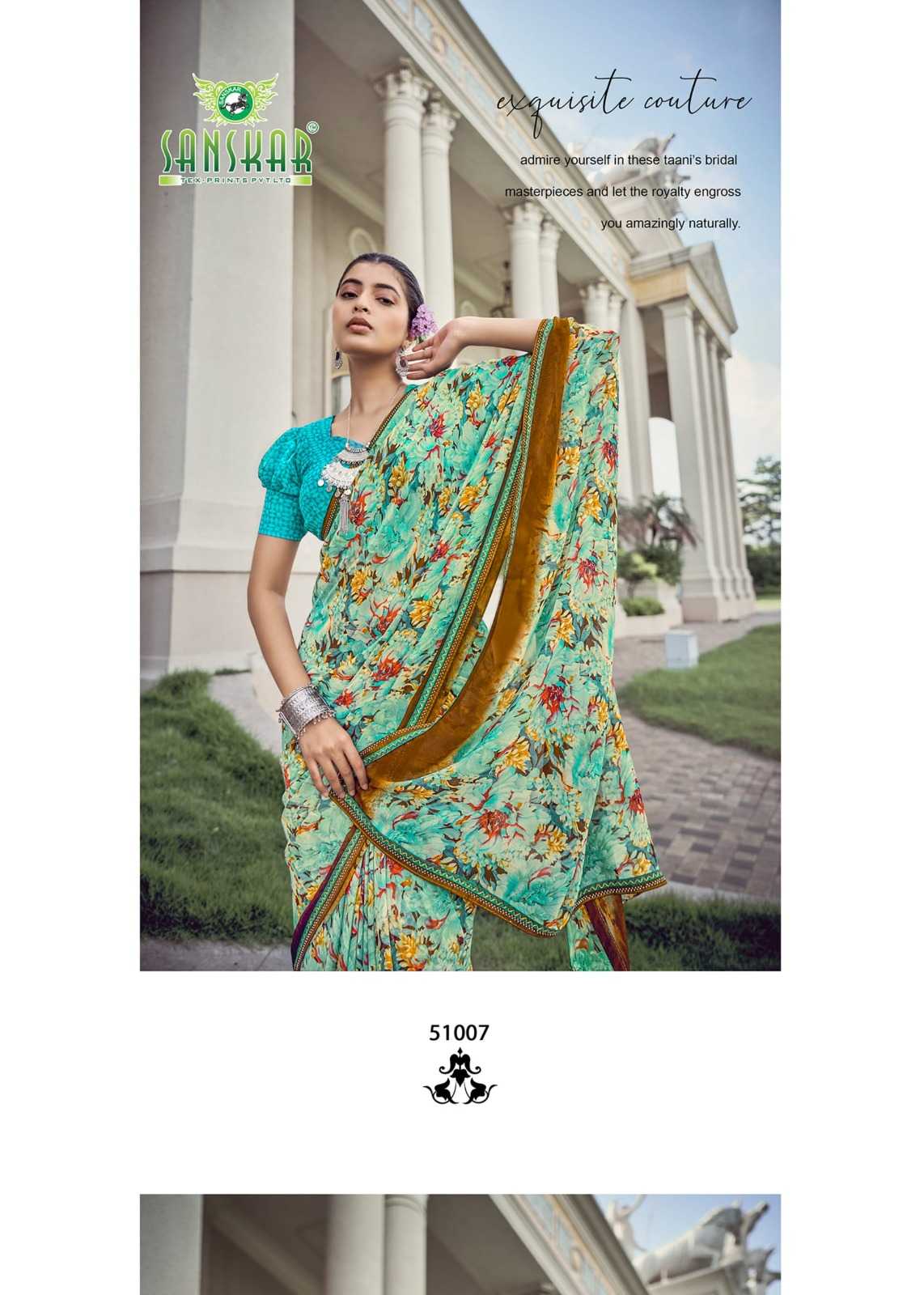 sanskar tex prints malaika embroidery work georgette saree