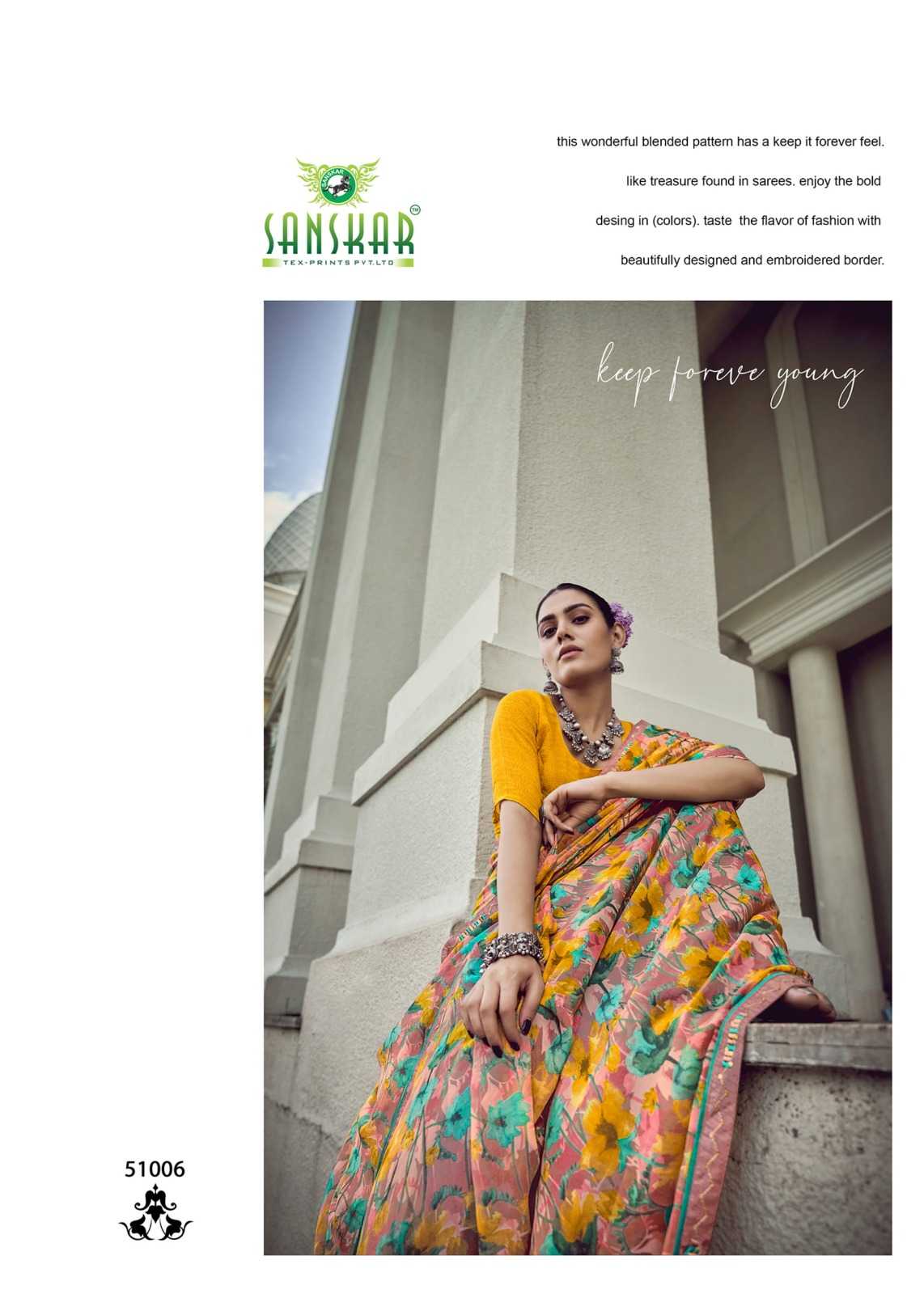 sanskar tex prints malaika embroidery work georgette saree