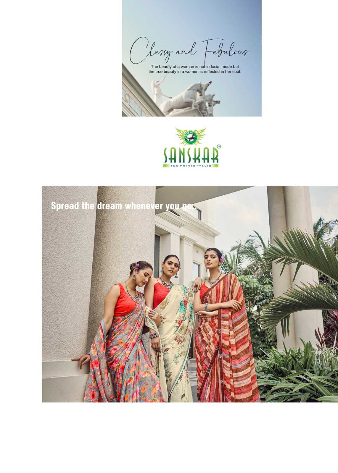 sanskar tex prints malaika embroidery work georgette saree