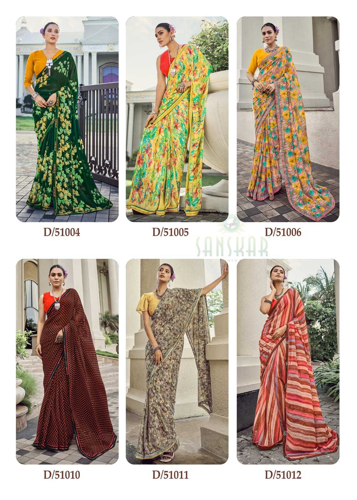 sanskar tex prints malaika embroidery work georgette saree