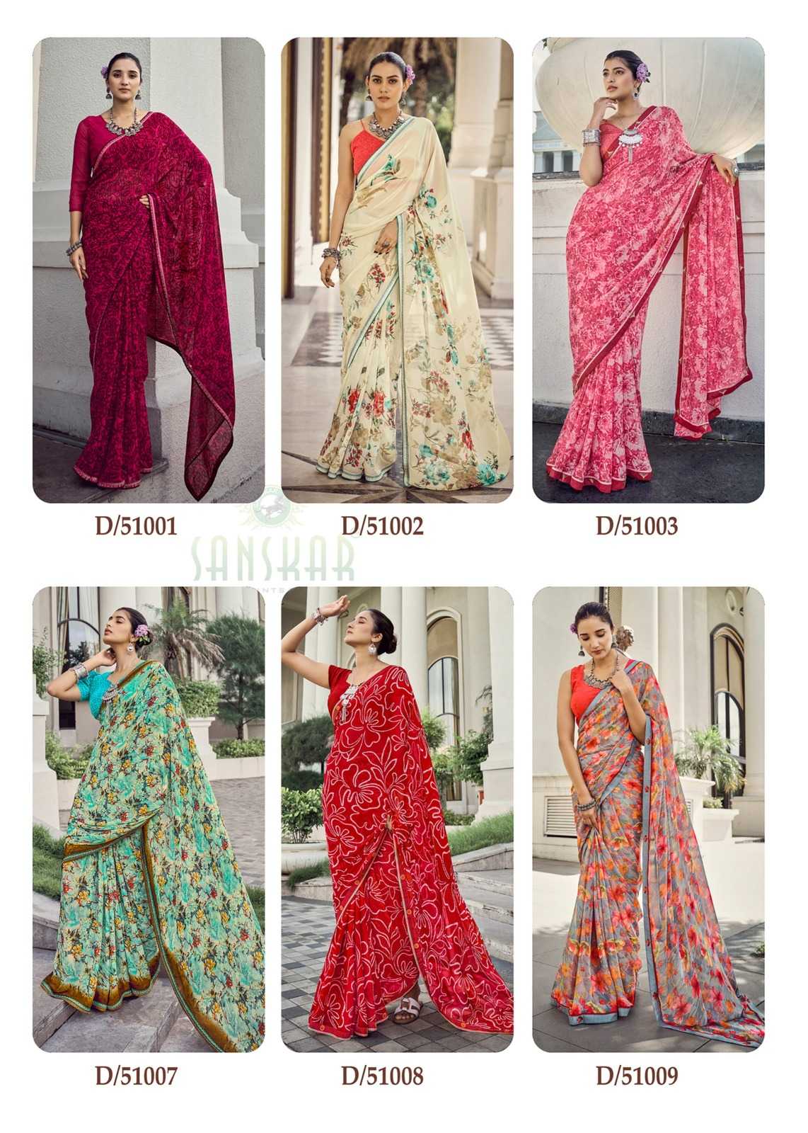 sanskar tex prints malaika embroidery work georgette saree